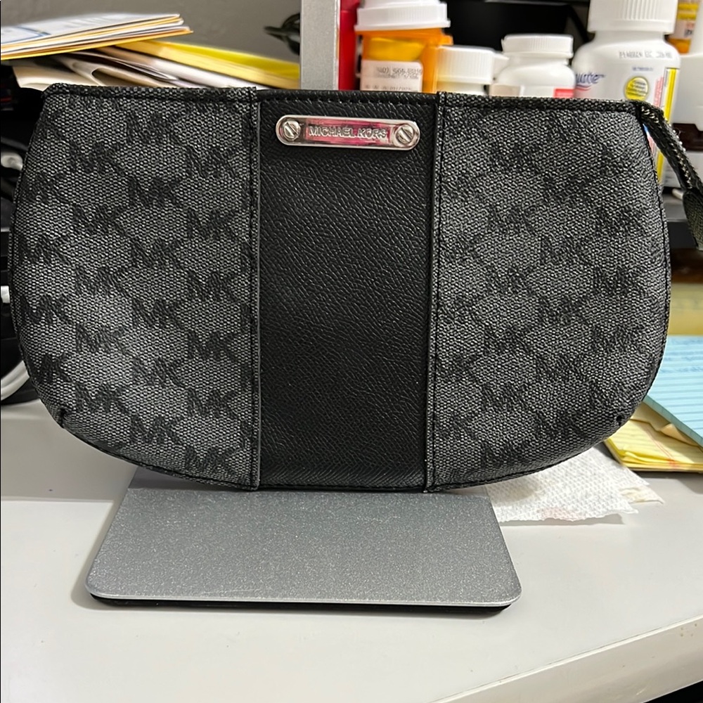 Michael Kors Black and Gray Cosmetic Bag